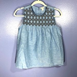 J.CREW FACTORY BLUE Crosshatch embroidered shell